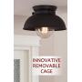 Kira Home Bayside 11'' Nautical Farmhouse Flush Mount Ceiling Light + Seeded Glass Shade, Matte Black Finish
