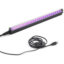 Led Black Light Bar, 10W 1ft USB Portable T5 UV Blacklight Tube Glow in The Dark for Body Paint Room Bedroom Décor Party Supplies Stage Lighting Fluorescent Poster Halloween Club