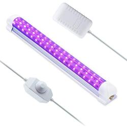 12W Led UV Black Light, 12Inch 63Led T8 Led Integrated Tube Dimmable Blacklight Fixture with Three-Row LEDs for Halloween Glow Party Poster UV Art Body Paint Stage Lighting Bedroom Material Metal Iron