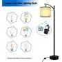 Floor Lamp for Living Room, Modern Standing Lamp with Grey Color Fabric Lampshade for Bedroom, Office, Hotel ,Study Room, Tall lamp with Foot Switch & Standard E26 Bulb Base