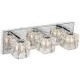 MOTINI Modern 3-Light Bathroom Vanity Light Fixture Over Mirror Chrome Finish Crystal Glass Shade with G9 Halogen Bulbs
