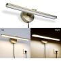 MantoLite LED Wall Light,Vanity 15inch Aluminum Picture Artwork Lighting Fixture, Plug-in with Switch for Bathroom Mirror Lamp Modern Home Restaurant Bedside Wall Lamps Sconces,11W 3000K Matte Brass