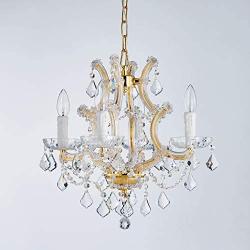 Saint Mossi Crystal Maria Therese Gold Chandelier Lighting 4 Lights H17” W18''