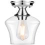 Semi Flush Mount Ceiling Light, Modern Light Fixture Industrial Flush Mount Ceiling Light with Clear Glass for Bedroom Hallway Dining Room Bathroom Passway (Chrome)