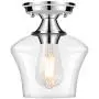 Semi Flush Mount Ceiling Light, Modern Light Fixture Industrial Flush Mount Ceiling Light with Clear Glass for Bedroom Hallway Dining Room Bathroom Passway (Chrome)