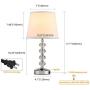 CLK Crystal Table Lamp with 2 USB Charging Ports, Modern Bedside Lamp with K9 Crystal, USB Table Lamp for Bedroom, Living Room, Children Room, Office (Bulb Included)