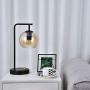 Berliget Industrial Matte Black Metal Glass Desk Table Lamp, Vintage Farmhouse Bedside Table Lamp Nightstand Lamp for Bedroom Dining Room Office