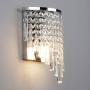 Pathson Crystal Wall Light, Chrome Finish Wall Sconce, Modern K9 Acrylic Crystal Drops Shade Wall Lamp Bedroom Living Room Lighting