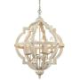 CLAXY Weathered 6 Light Stardust Farmhouse Chandeliers Distressed Wooden Chandelier-Assembled