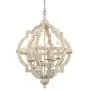 CLAXY Weathered 6 Light Stardust Farmhouse Chandeliers Distressed Wooden Chandelier-Assembled