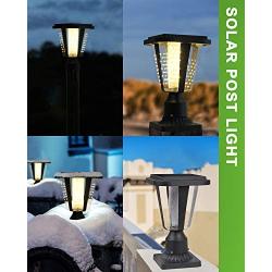 Outdoor Solar Post Lights , 3000K Solar Power LED Exterior Post Lantern with 3-Inch Pier Mount Base (Warm Light)