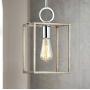XINGQI Farmhouse Pendant Light, Lantern Hanging Ceiling Lighting for Kitchen Dining Room Foyer, Rectangle Cage lamp Fixture, Antique Nickel with Chrome, Single Light, E26 Base(Bulb not Included)
