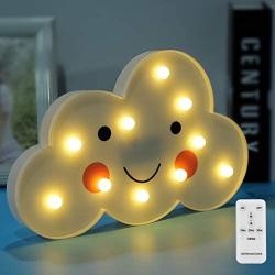 Cloud LED Night Lights Emoji Face Marquee Light Signs Timer&Dimmable Remote Control Operated Table Lamp Gifts for Girls Kids Toy Nursery Bedroom Kidsroom Home Deco for Birthday Xmas Party(Smile Cloud)