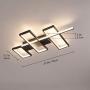 Garwarm Geometric Ceiling Light, 43W Black Modern LED Flush Mount Ceiling Lamps, 3-Squares Acrylic Dimmable Ceiling Light Fixtures Chandeliers for Dining Living Room Study Kitchen