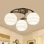 CraftThink Chandelier Semi Flush Mount Ceiling Pendant Light, Modern Globe Shade in Opal Glass with Black Moon Frame, Pendant Light Hanging Light for Kitchen Living Room Bedroom Restaurant -3 Lights