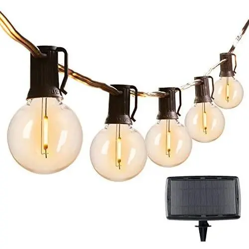 29Feet Solar String Lights Outdoor G40 Patio Lights with 25 LED Shatterproof Bulbs, 4 Light Modes, Weatherproof Hanging Lights for Backyard Bistro Pergola Party Decor, E12 Base, 2700K, Black 29Feet Solar String Lights Outdoor G40 Patio Lights with 25 LED Shatterproof Bulbs, 4 Light Modes, Weatherproof Hanging Lights for Backyard Bistro Pergola Party Decor, E12 Base, 2700K, Black
