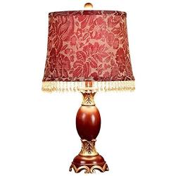 Table lamp DBL Fashion Wedding European Style Lamp Bedroom Bedside Lamp Chinese Red Fabric American Retro Warm Creative Living Room Decoration Lamp