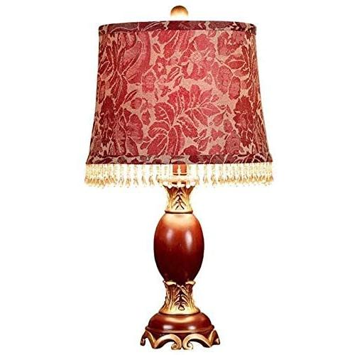 Table lamp DBL Fashion Wedding European Style Lamp Bedroom Bedside Lamp Chinese Red Fabric American Retro Warm Creative Living Room Decoration Lamp