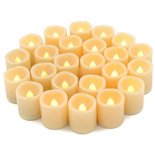 Homemory Flameless Votive Candles, 24PCS Flickering Battery Operated LED Tealight Candles, Realistic Electric Fake Candle for Wedding, Table, Outdoor (Battery Included)