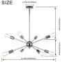 VINLUZ 8-Light Sputnik Chandelier Chrome Ceiling Light Industrial Pendant Lights Modern Chandelier Lighting Kitchen Bathroom Dining Room Bed Room Hallway