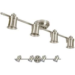 4 Light Track Lighting Wall and Ceiling Mount Fixture Kitchen and Dining Room, Brushed Nickel