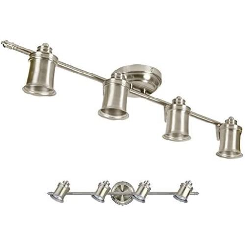 4 Light Track Lighting Wall and Ceiling Mount Fixture Kitchen and Dining Room, Brushed Nickel