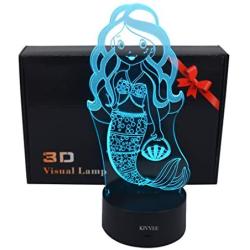 Mermaid Toys Visual 3D Lamp Illusion 2D Night light Xmas Chirstmas Festival Birthday Valentines Day Lovers Gift Nursery Bedroom Desk Table Decor for Baby Boys Kids children