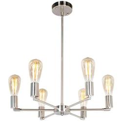 BAODEN 6 Lights Fixture Modern Sputnik Chandelier Brushed Nickel Mid Century Pendant Light Semi Flush Mount Hanging Lamps for Dining Bedroom Kitchen Lighting