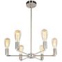 BAODEN 6 Lights Fixture Modern Sputnik Chandelier Brushed Nickel Mid Century Pendant Light Semi Flush Mount Hanging Lamps for Dining Bedroom Kitchen Lighting