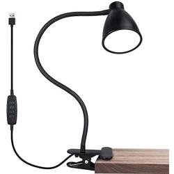 iVict Clip on Light Desk Light - 38 LED Clamp Desk Lamp, 3 Color Modes, 10 Dimming Levels, Auto Off Timer & Memory Function, Eye-Caring Book Light, Flexible 360° USB Reading Light Night Bed Light