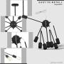 VINLUZ 8-Light Sputnik Chandelier Black Mid Century Modern Ceiling Light Industrial Pendant Lighting for Kitchen Dining Room Living Room