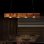 LITFAD Industrial Vintage Linear Island Pendant Light Loft Style Wood and Metal 4 Lights Kitchen Island Lights Ceiling Hanging Light for Dining Room Restaurant Coffee Shop Bar - Brown