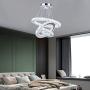 Winretro Modern DIY Crystal LED Chandelier Light Fixture 3 Rings Round Pendant Lighting Adjustable Stainless Steel Ceiling Lamp for Living Room Dining Room Bedroom(Cold White)