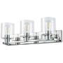 Deyidn 3 Lights Bathroom Vanity Light Fixture Over Mirror LED Modern Wall Sconce Lighting Chrome Fixture with Glass for Farmhouse Bedroom Living Room