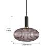 LITFAD Ribbed Glass Geometric Hanging Light Simplicity Single Light Chandelier in Brass Finish Modern Pendant Light Fixture for Hallway Dining Room Coffee Shop Restaurants Living Rooms - C-Smoke Gray