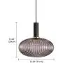 LITFAD Ribbed Glass Geometric Hanging Light Simplicity Single Light Chandelier in Brass Finish Modern Pendant Light Fixture for Hallway Dining Room Coffee Shop Restaurants Living Rooms - C-Smoke Gray