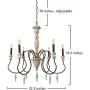 Febturniture French Country Wood Chandeliers,Distressed Wood 6 Candle Holder Lights Pendant Lighting Rustic Metal Hanging Ceiling Lamp for Living Room, Kitchen,Hallway,Bedroom …
