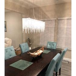 APBEAM Rectangular Crystal Chandelier, Modern Linear Suspension Lighting Fixtures Hanging Over Table for Dining Room Restaurants Kitchen Island