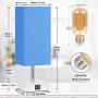 Touch Control Table Lamp, 3 Way Dimmable Beside Lamp with 2 USB Charging Ports, Nightstand Lamp for Bedroom, Living Room, Office, Coffee Table, Nursery Navy Blue Lamp, LED Bulb Included