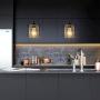 Kitchen Light Fixtures, UL Listed Pendant Lighting Gold Black Hanging Light Fixtures, Modern Metal E26 Cage Ceiling Lights Industrial Lighting for Kitchen Island Dining Room Bedroom Hallway Bar