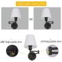 HAITRAL Adjustable Swing Arm Wall Sconces 2 Pack - Bedroom Wall Lamps with White Shade& Black Metal, Plug in& Hardwire Modern Wall Lamps for Bedside, Farmhouse, Kitchen, Bedroom(Bulb is Not Included)