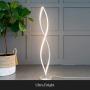 Brightech Twist - Modern LED Spiral Floor Lamp for Living Room Bright Lighting - Built in Dimmer for Bedroom Ambience Or TV Soft Light - Futuristic Indoor Pole Lamp for Offices - Silver