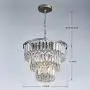 Saint Mossi Modern Crystal Chandelier with 5 Lights and 3-Tier,Raindrop Chandelier with K9 Crystal,LED Pendant Lighting Fixture for Dining Room,Bedroom,Living Room,H12'' X D14'' with Adjustable Chain