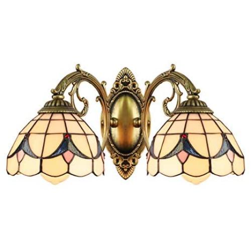 BAYCHEER HL404198 Tiffany Wall Sconce lamp Stained Glass Wall Sconces Lighting for Bedroom Hallway Stairway Balcony Cloakroom 2 Lights