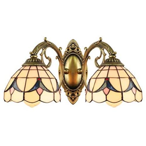 BAYCHEER HL404198 Tiffany Wall Sconce lamp Stained Glass Wall Sconces Lighting for Bedroom Hallway Stairway Balcony Cloakroom 2 Lights