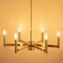 Wellmet Gold Chandelier Dining Room 26 inch, Modern Sputnik Chandelier 6 Light, Hanging Pendant Lighting Mid Century Ceiling Light Fixture for Kitchen Island Living Room Bedroom, Brushed Brass