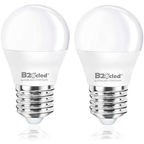 B2ocled LED Light Bulb 3W（25 Watt Equivalent） A15 Lamp Warm White 2700K CRI90+ Non-Dimmable E26/E27 Base for Home Lighting Decorative 240-Lumen 2-Pack