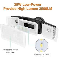 LEPOWER 3500LM LED Flood light Outdoor, Switch Controlled LED Security Light, 35W Super Bright Exterior Lights with 3 Adjustable Head, 5500K, Full Metal Design, IP65 Waterproof for Garage, Yard, Patio