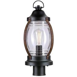 Westinghouse Lighting 6578800 Canyon Rustic One-Light Outdoor Post Top Light Fixture Textured Black and Barnwood Finish, Clear Glass