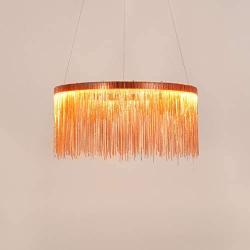 LITFAD Post Modern LED Chandeliers 1-Light Rose Gold Fringe Suspension Light 110V-120V Home Restaurant Cafe Decoration Hanging Lighting Pendant Light for Bedroom Dining Room Hotel